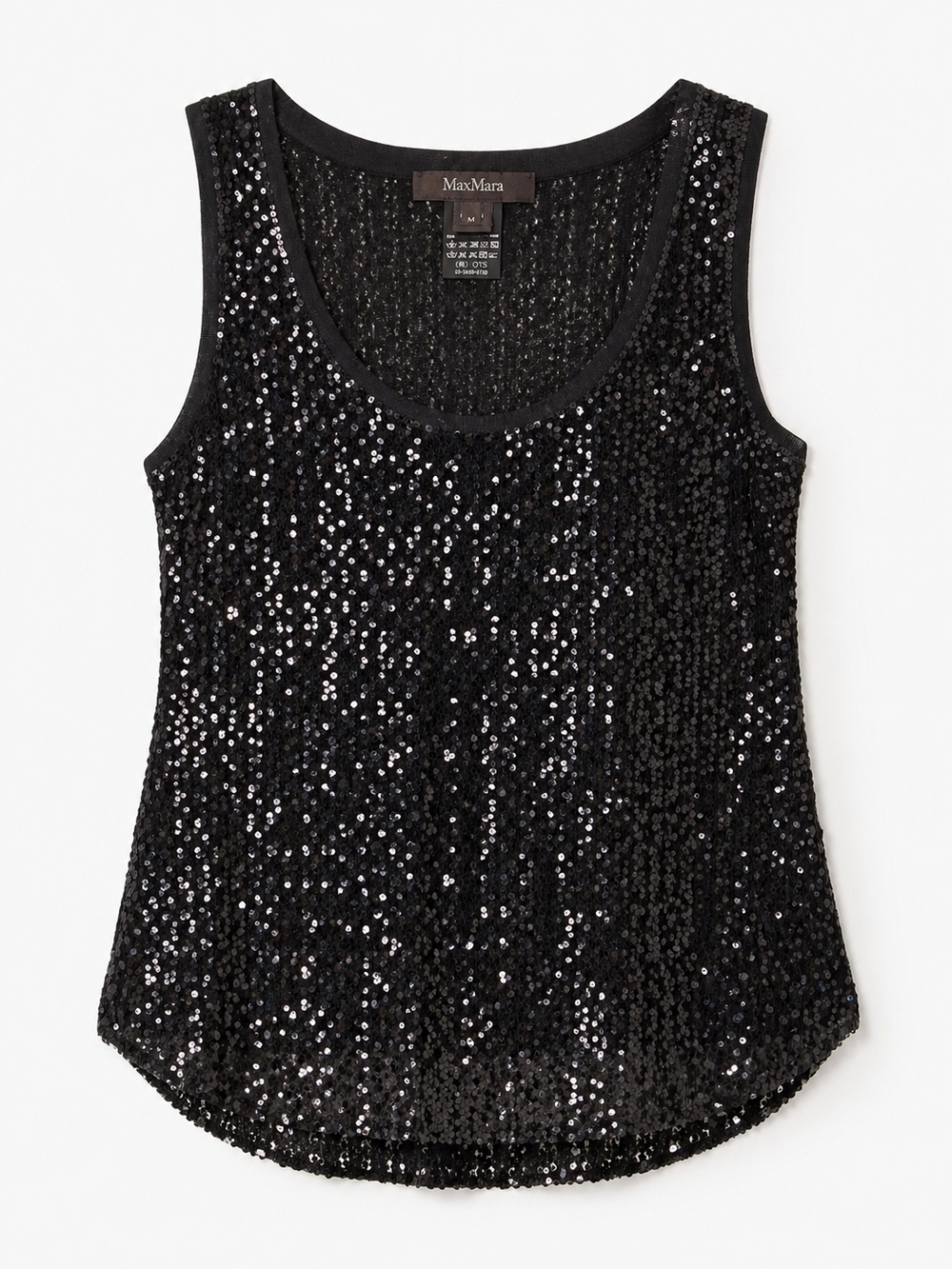 Max Mara Black Sequin Sleeveless Top – NWOT Luxury Evening Piece (Size M) ✨
